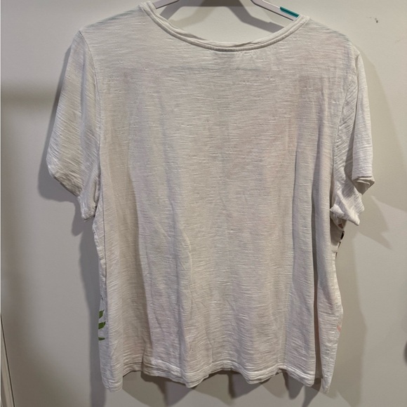 Chico's Women's Short Sleeve Top - White with Tropical Print - Picture 3 of 3